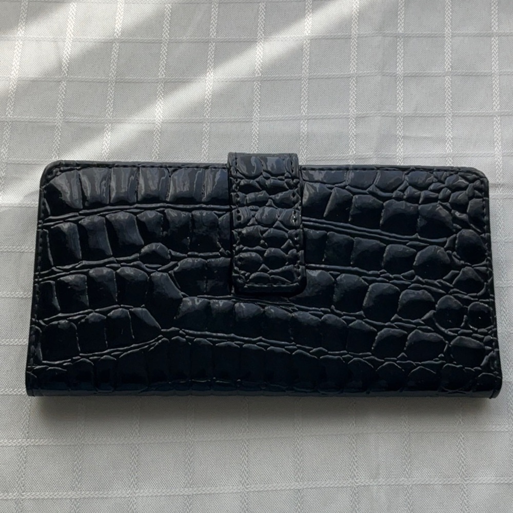 3 for $30 item - Black Crocodile Embossed Checkbook Cover/Wallet